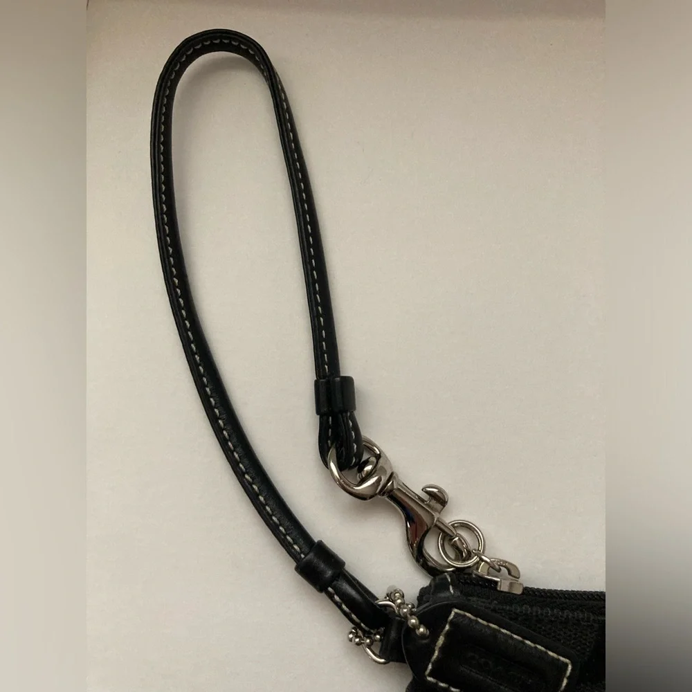Coach Signature C Black Logo Canvas Wristlet - Picture 5 of 9
